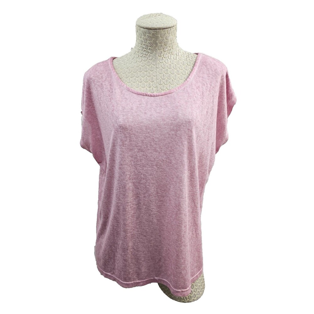 Coco +‎ Carmen L/XL Rose Pink Batwing Lace Blouse Shirt Top Tunic Layering EUC